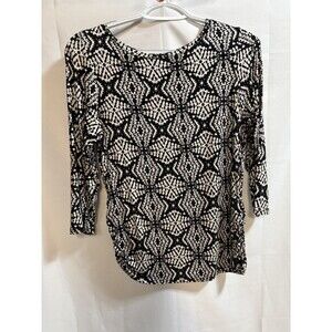 Ruby Rd Women's Black & White Blouse Top Size PS